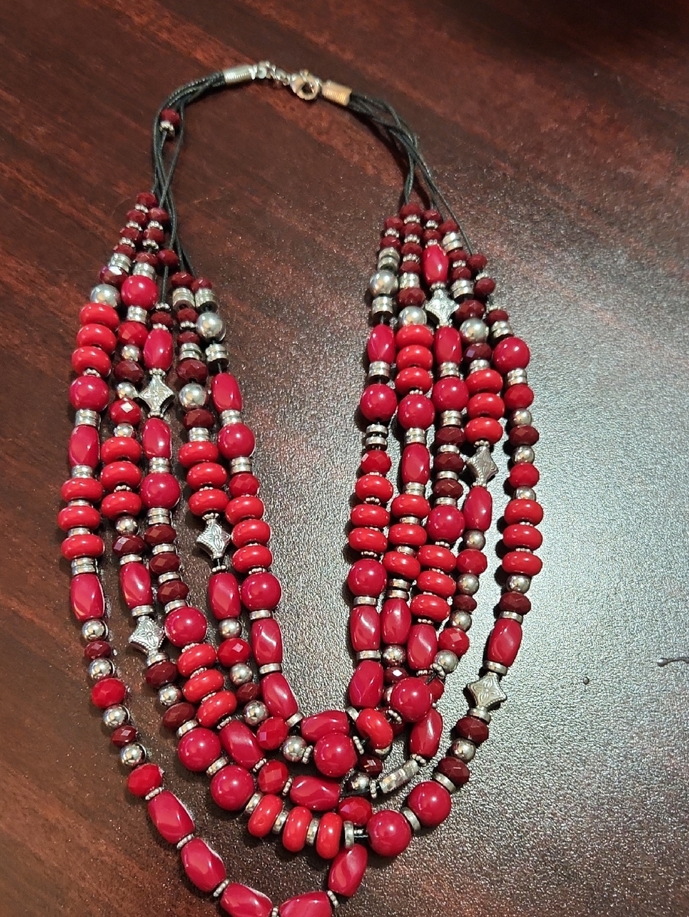Premier Designs Red Multi-Strand Beaded Necklace